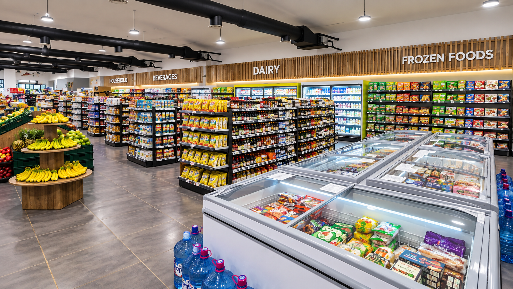 Mini mart and grocery shelves