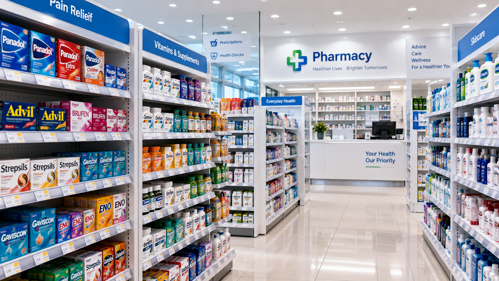 Pharmacy shelves